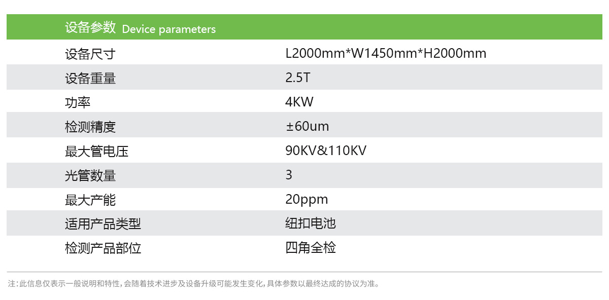 日聯(lián)科技鋰電池檢測設備參數